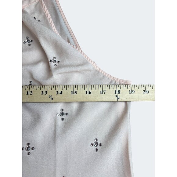 New York & Company Peach Sleeveless Embellished Bow Tie Blouse Medium - Picture 7 of 14